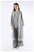 Ribbed Abaya Suit Gray - Thumbnail