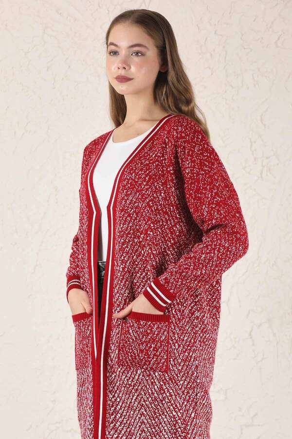 Ribbed Cardigan Red