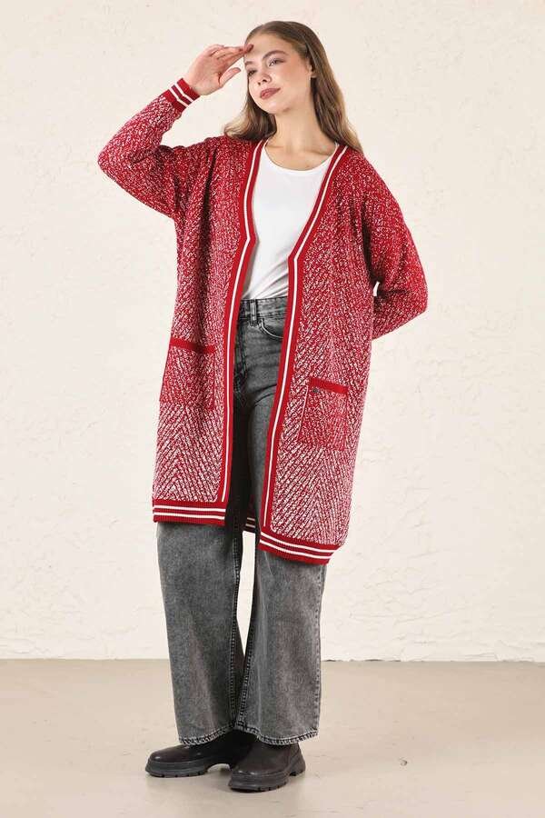 Ribbed Cardigan Red
