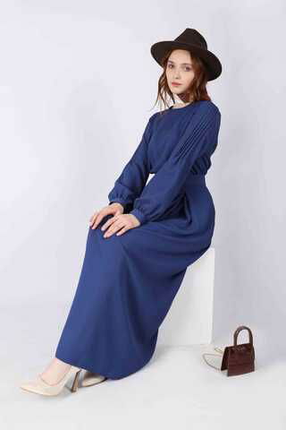Zulays - Ribbed Skirt Blouse Set İndigo
