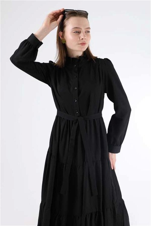 Frill Collar Dress Black