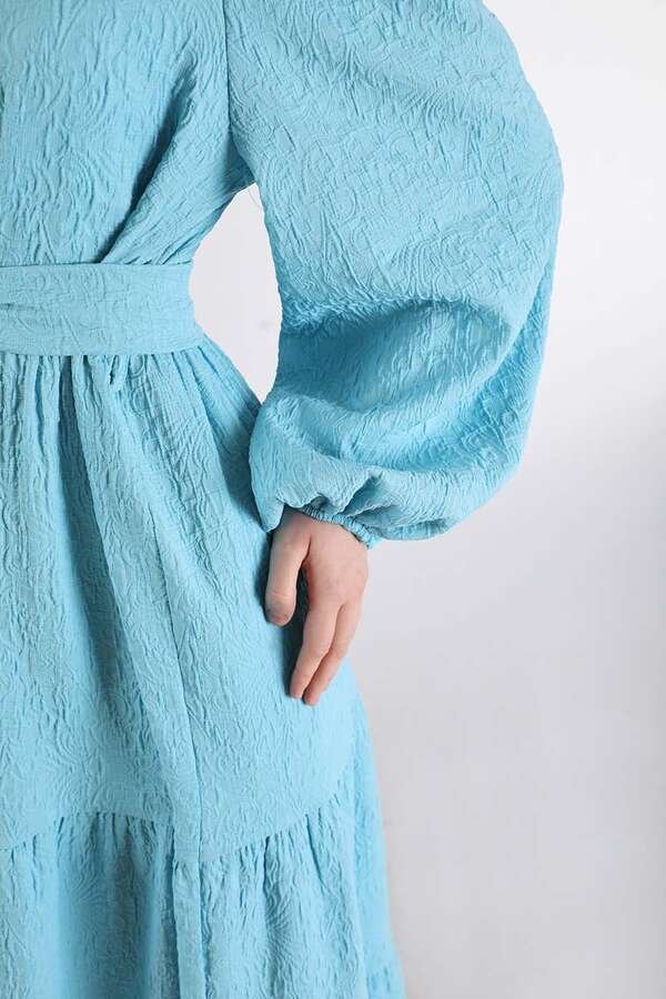 Ruffle Detailed Dress Light Blue