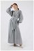Ruffle Detailed Pleated Dress Gray - Thumbnail