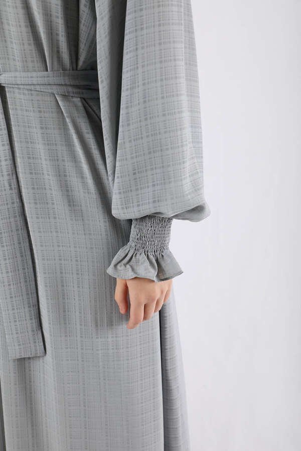 Ruffle Detailed Pleated Dress Gray