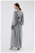 Ruffle Detailed Pleated Dress Gray - Thumbnail