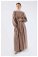 Zulays - Ruffle Detailed Pleated Dress Mink