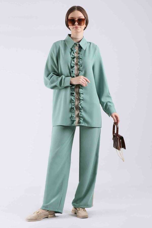 Zulays - Frilly Shirt Suit Mint