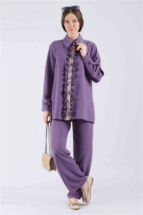 Frilly Shirt Suit Purple