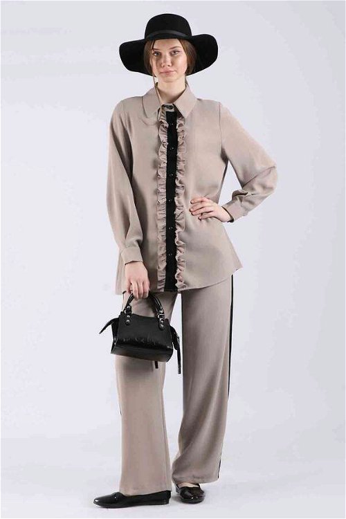 Frilly Shirt Suit Stone