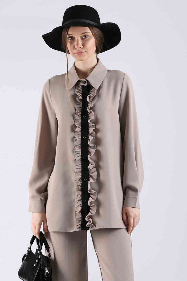 Frilly Shirt Suit Stone