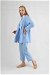 Şal Yaka Kimono Takım Bebe Mavisi - Thumbnail