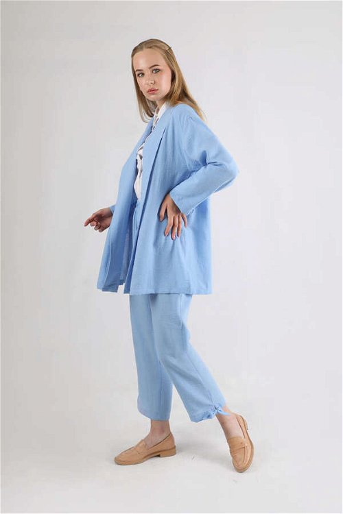Şal Yaka Kimono Takım Bebe Mavisi