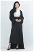 Satin Skirt Abaya Suit Black - Thumbnail