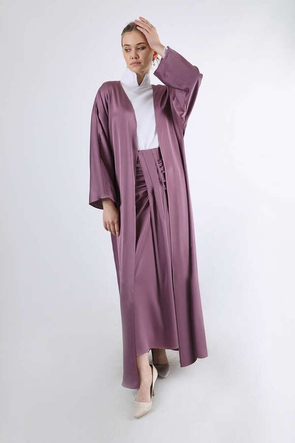 Satin Skirt Abaya Suit Dried Rose