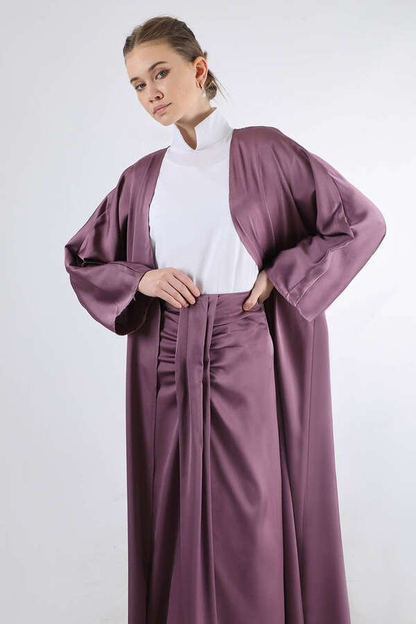 Satin Skirt Abaya Suit Dried Rose