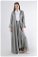 Satin Skirt Abaya Suit Grey - Thumbnail