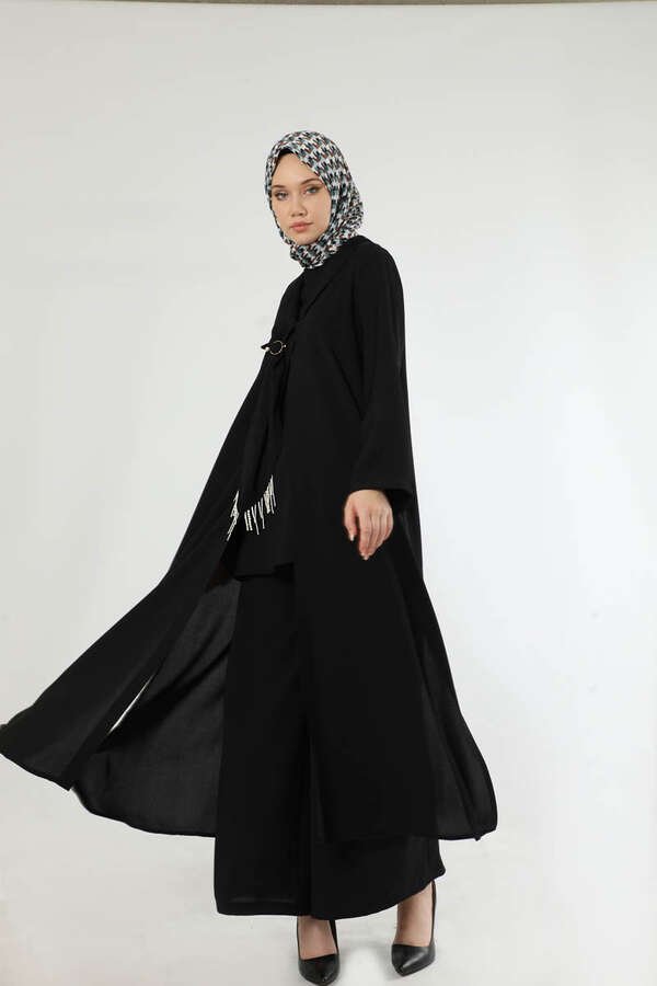 Scarf Abaya Suit Black