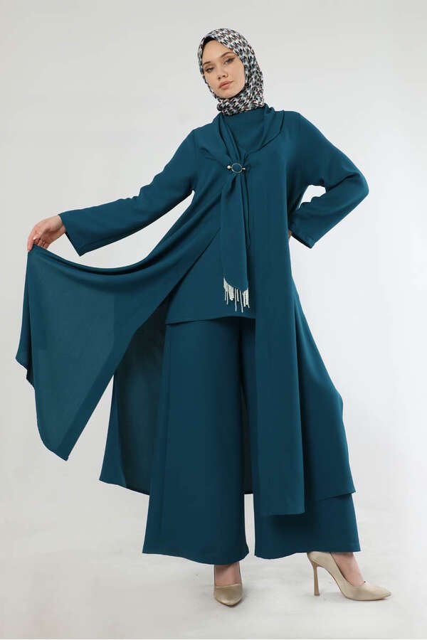 Zulays - Scarf Abaya Suit Oil