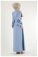 Shirred Detail Belted Abaya Baby Blue - Thumbnail