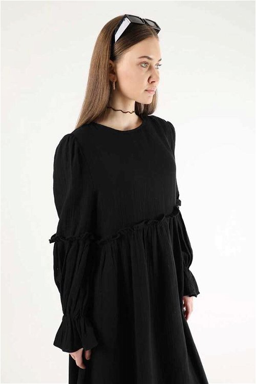 Shirred Detail Dress Black