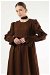 Shirred Detail Dress Brown - Thumbnail