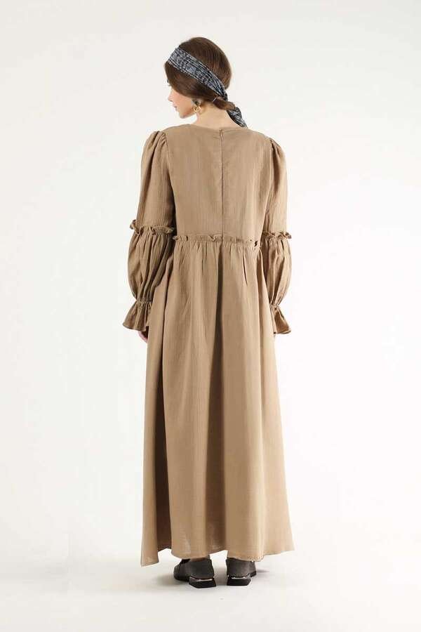 Shirred Detail Dress Milk Brown