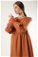 Shirred Detail Dress Orange - Thumbnail