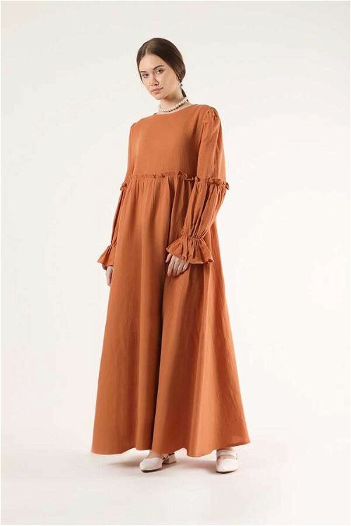 Shirred Detail Dress Orange