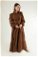 Shirred Detailed Belted Dress Brown - Thumbnail