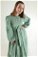 Shirred Detailed Belted Dress Mint - Thumbnail
