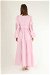 Shirred Detailed Belted Dress Pink - Thumbnail