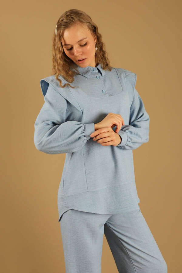 Shoulder Detailed Tunic Suit Baby Blue