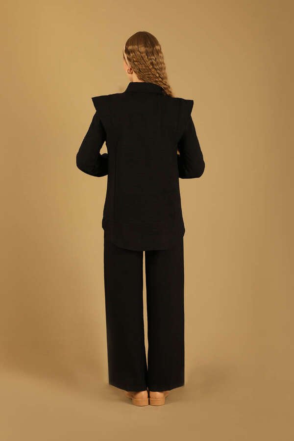 Shoulder Detailed Tunic Suit Black