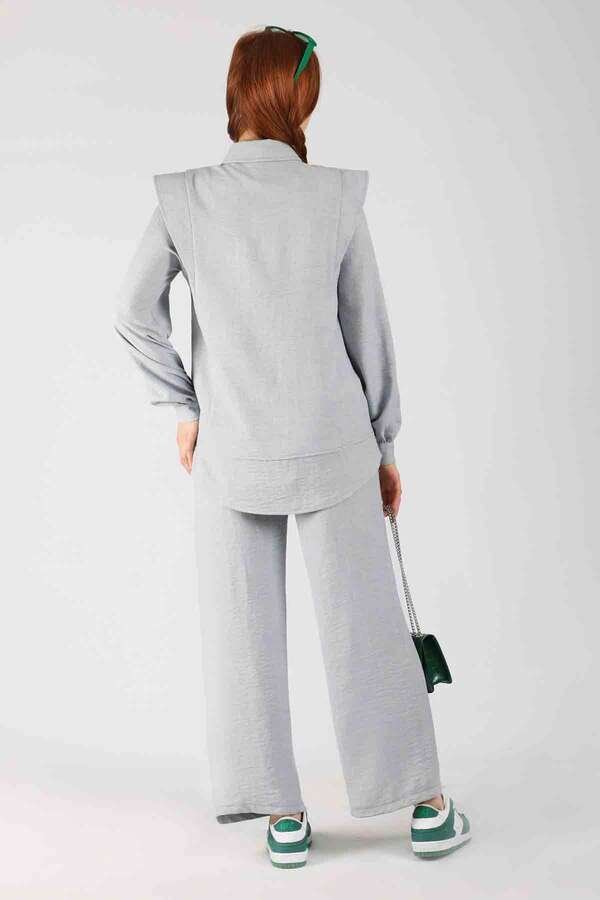 Shoulder Detailed Tunic Suit Grey