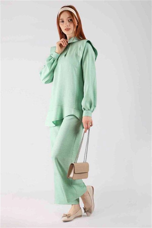 Shoulder Detailed Tunic Suit Water Green