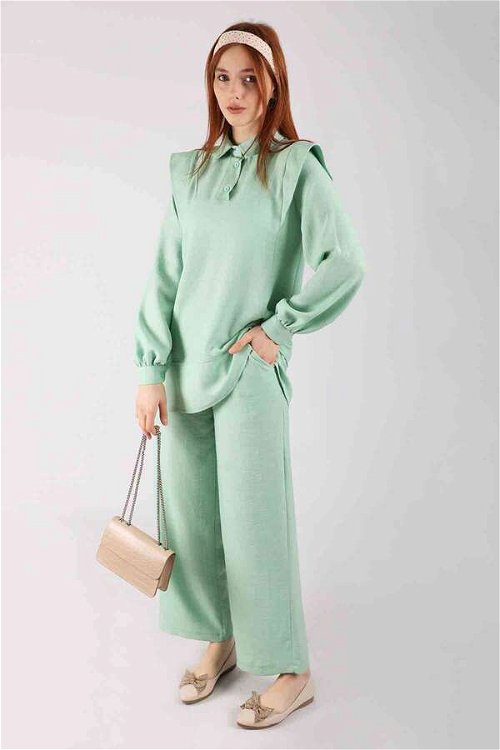 Shoulder Detailed Tunic Suit Water Green
