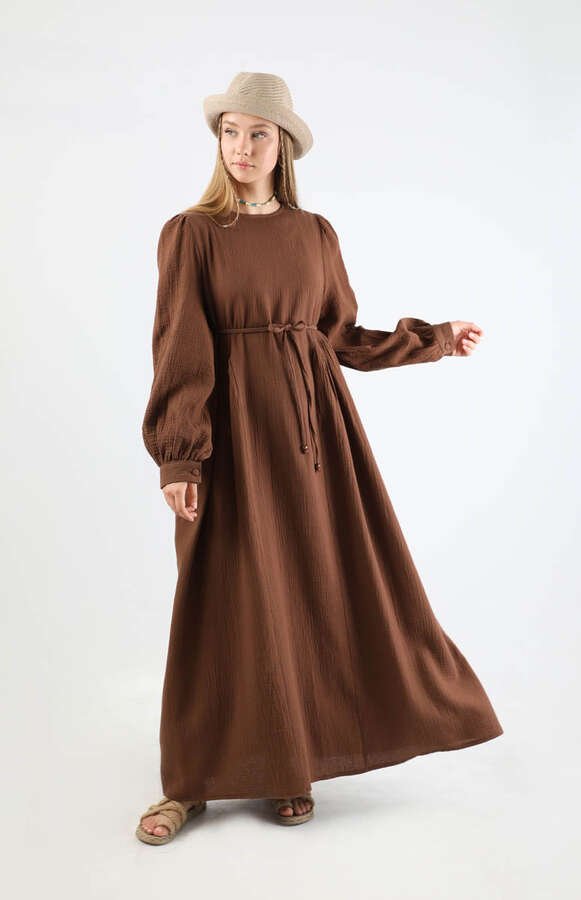 Zulays - Side Gathered Dress Brown