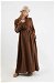 Side Gathered Dress Brown - Thumbnail