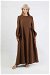 Side Gathered Dress Brown - Thumbnail