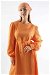 Side Gathered Dress Orange - Thumbnail