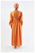 Side Gathered Dress Orange - Thumbnail