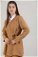 Side Tied Tunic Suit Camel - Thumbnail