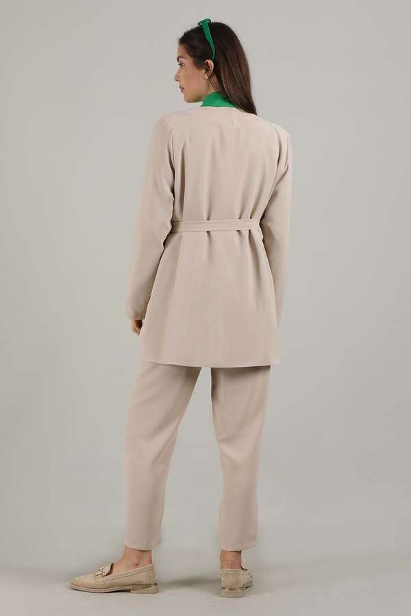 Side Tied Tunic Suit Cream