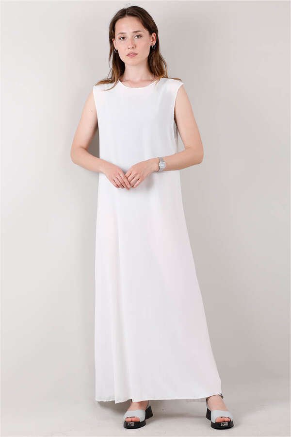 Sıfır Kol İçlik Elbise Beyaz
