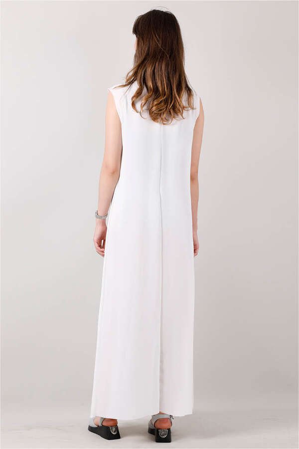 Sıfır Kol İçlik Elbise Beyaz