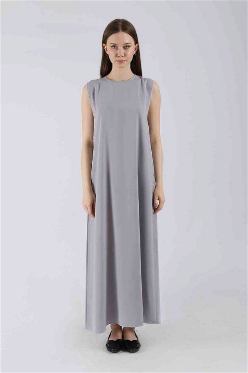 Zulays - Sıfır Kol İçlik Elbise Gri