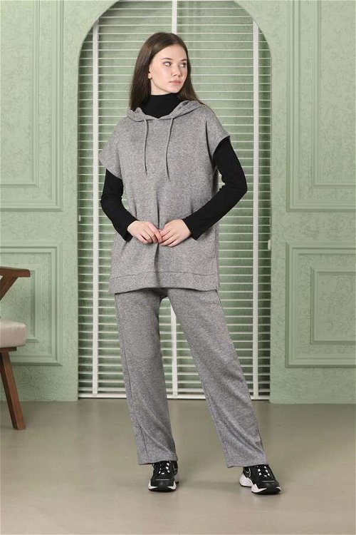 Zulays - Sleeveless Knitwear Suit Grey