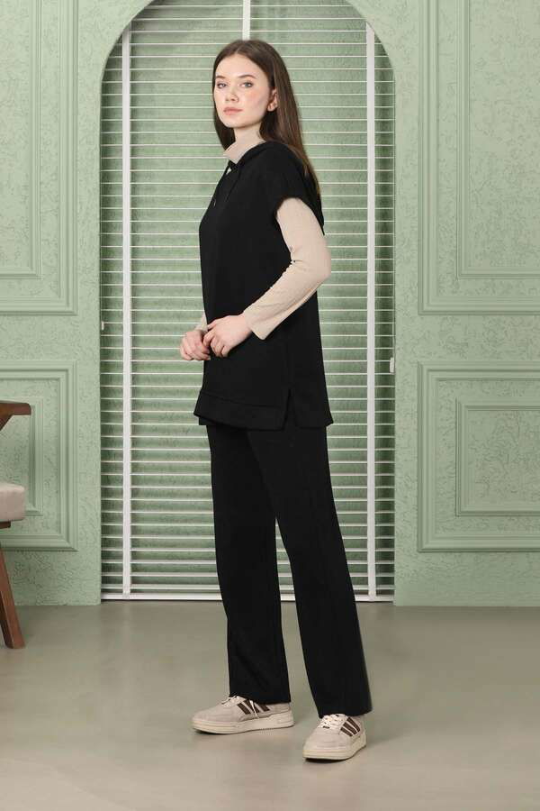 Sleeveless Knitwear Suit Black