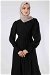 Sleeves Pleated Dress Abaya Black - Thumbnail