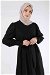 Sleeves Pleated Dress Abaya Black - Thumbnail